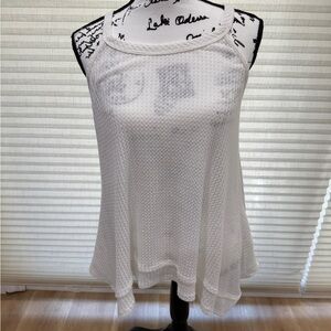 White Ribbed Sleeveless Women's Top